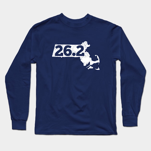 26.2 Miles Boston Massachusetts Race Runner Shirt Long Sleeve T-Shirt by HungryDinoDesign